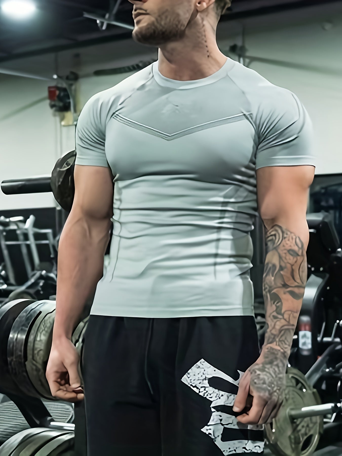 Men’s Geometric Purple Performance T-Shirt