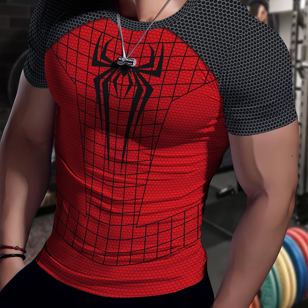 Men’s 3D Geometric Compression T-Shirt  Spider Man – High-Stretch Power. Modern Fit.