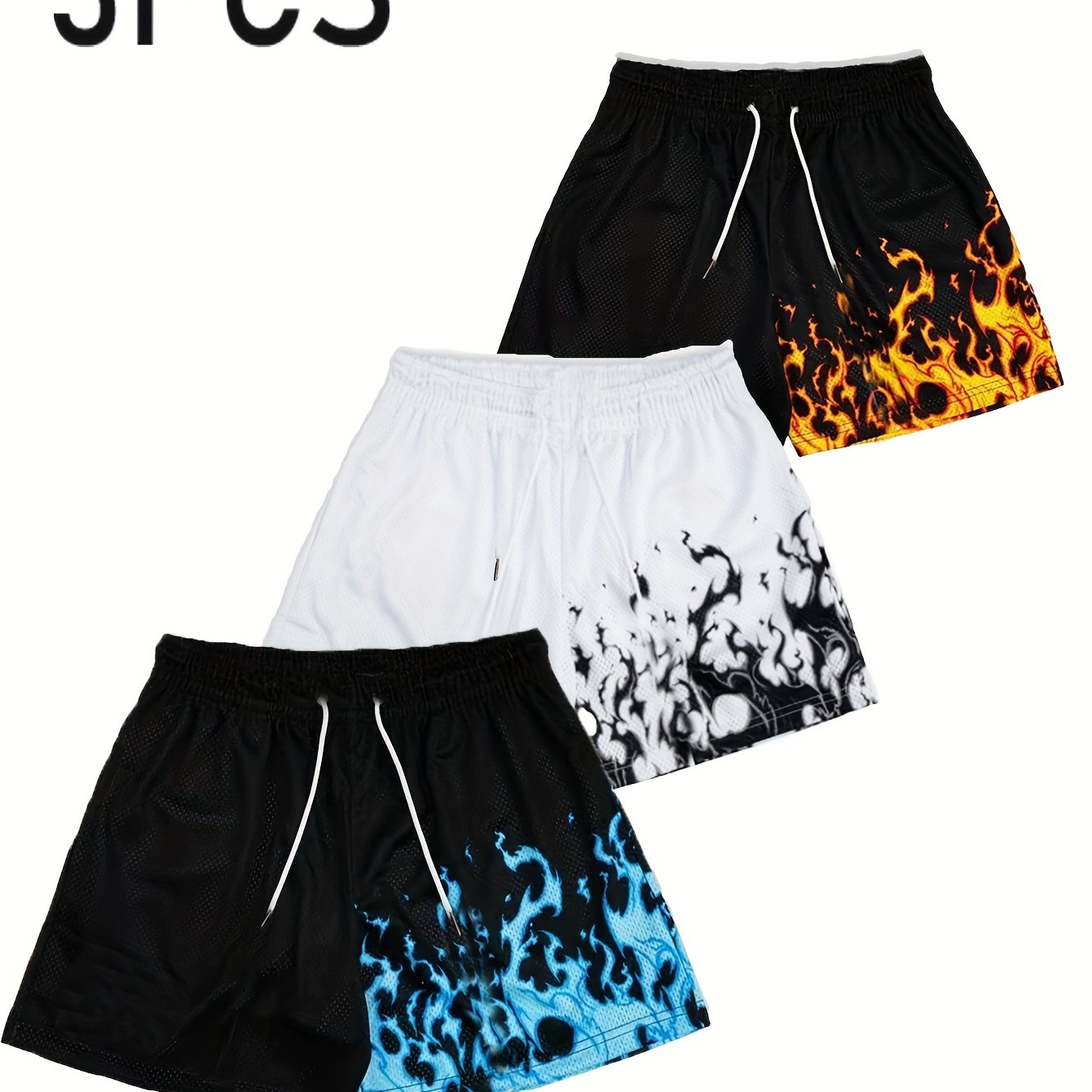 TripleShot™ 3-Pack Men’s Flame Print Shorts