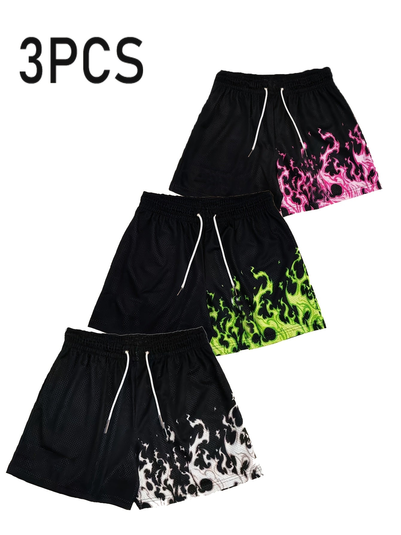 TripleShot™ 3-Pack Men’s Flame Print Shorts