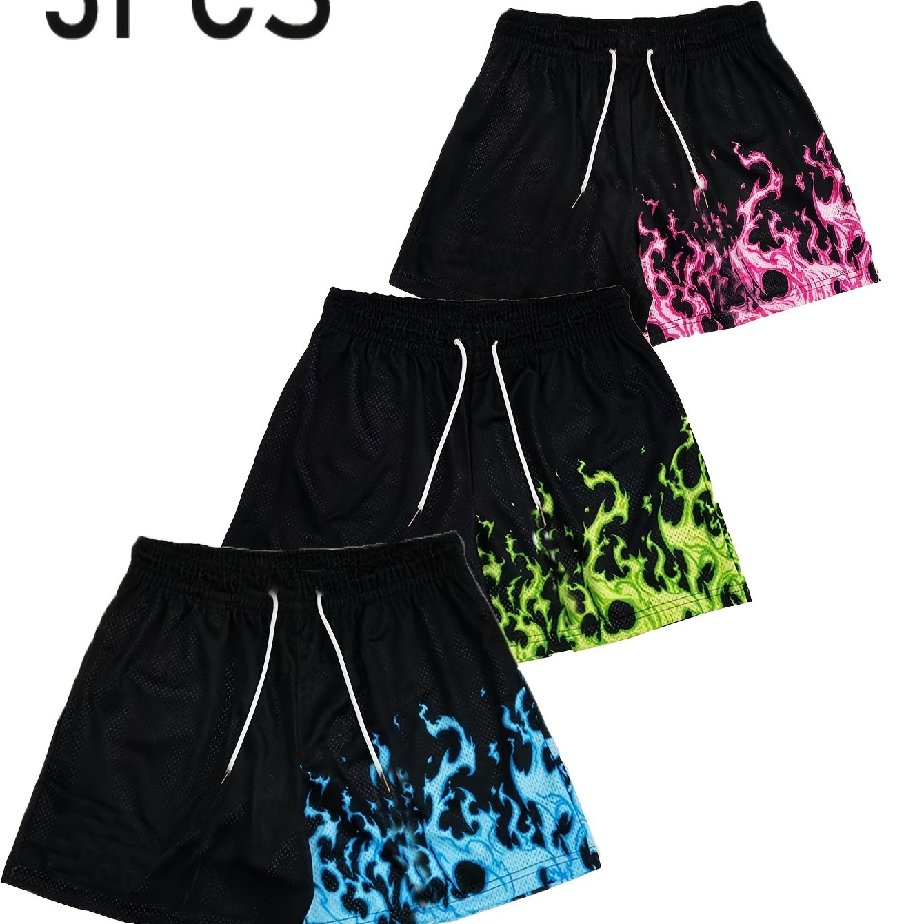TripleShot™ 3-Pack Men’s Flame Print Shorts