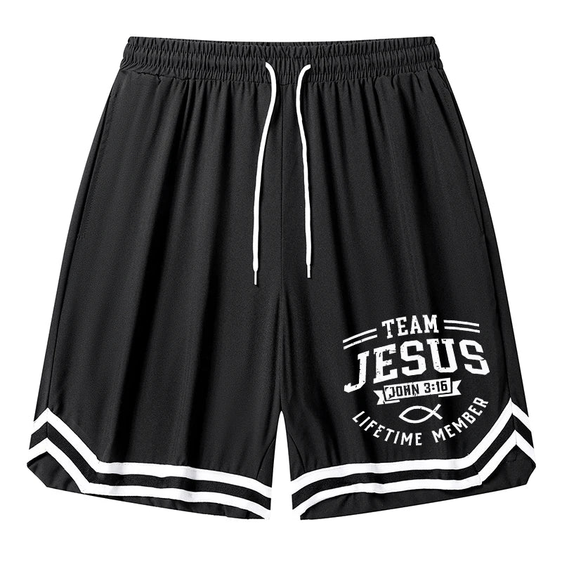 Men’s Christian Pattern Basketball Shorts – Colorblock Graphic Striped Quick-Dry Gym Shorts
