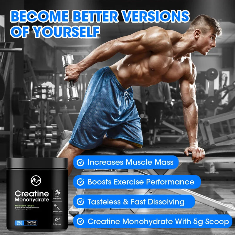 Creatine Monohydrate Energy Performance Whey Proteins for Muscle Mass Workout Recovery Friendly Adult Nutritional Supplement