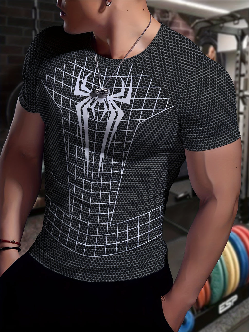 Men’s 3D Geometric Compression T-Shirt  Spider Man – High-Stretch Power. Modern Fit.