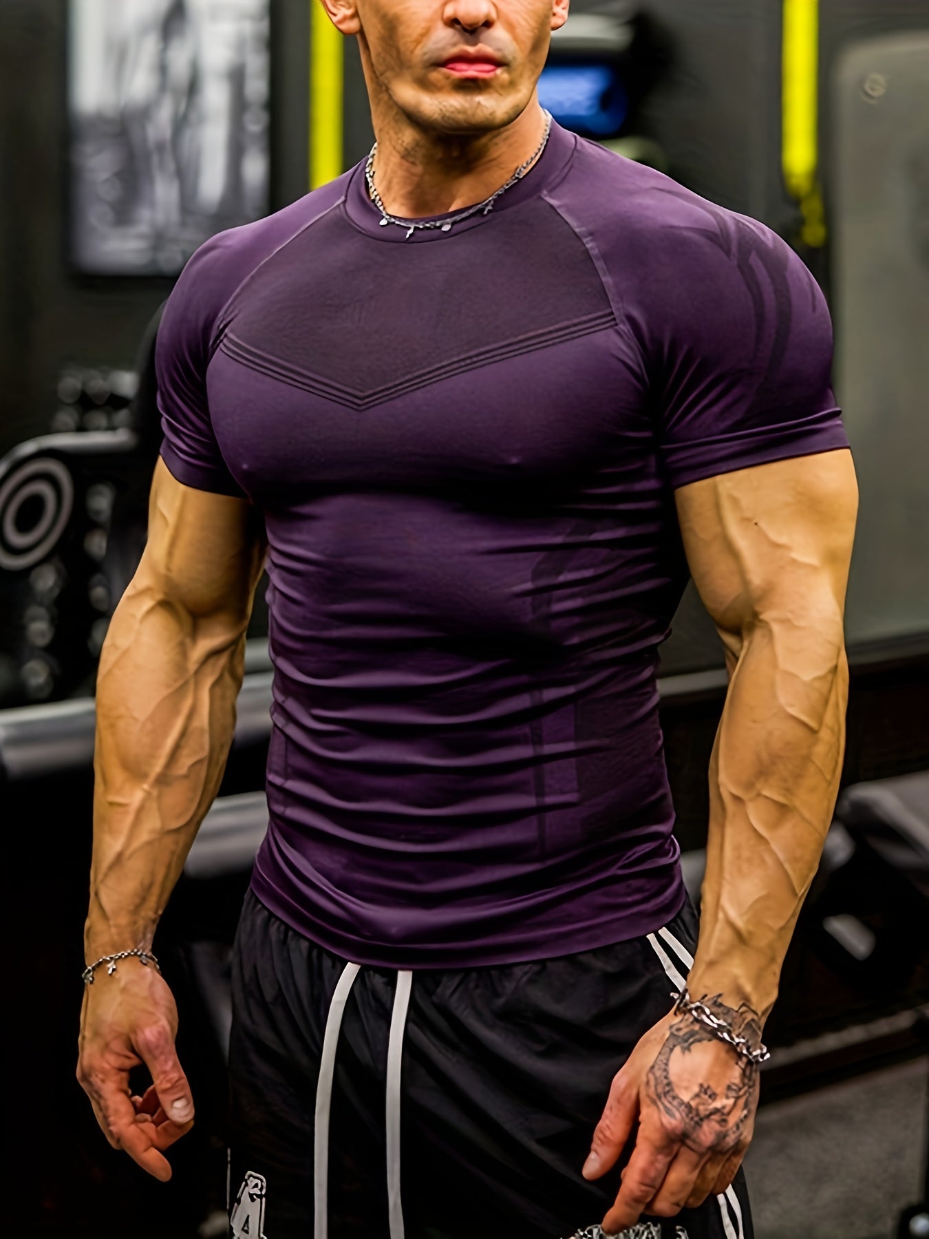 Men’s Geometric Purple Performance T-Shirt