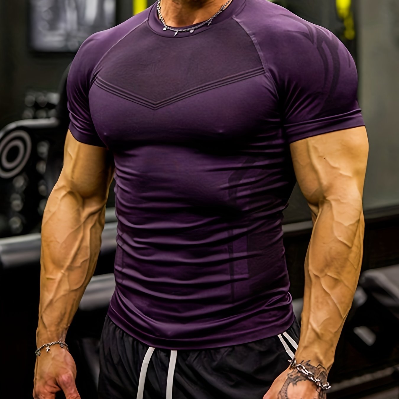 Men’s Geometric Purple Performance T-Shirt